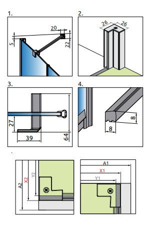Nes KDD II. 80x80 nyíló ajtós zuhanykabin részletek