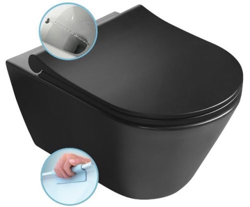 Sapho  Avva Rimless fali WC bidézuhannyal matt fekete
