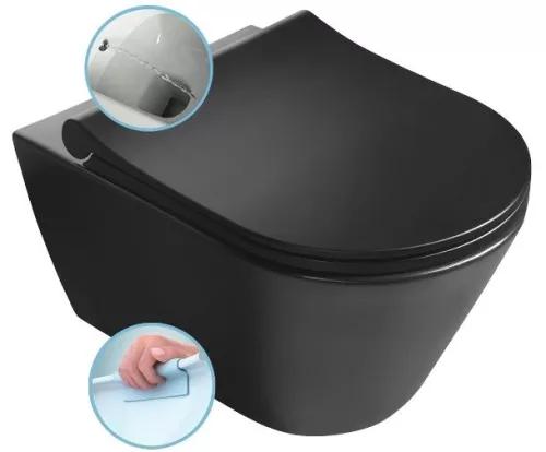 Sapho  Avva Rimless fali WC bidézuhannyal matt fekete