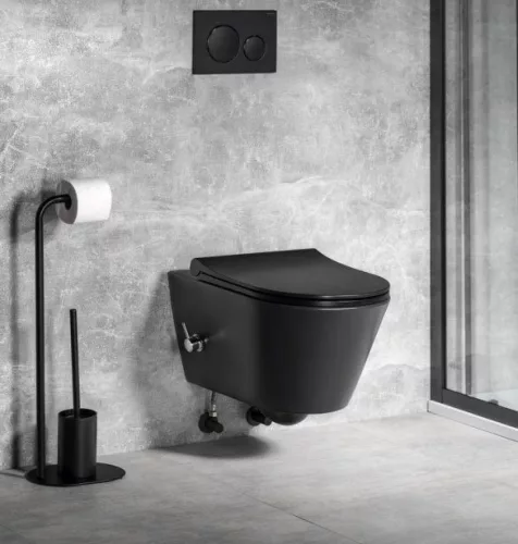 Sapho Avva Rimless fali WC bidézuhannyal, csapteleppel matt fekete
