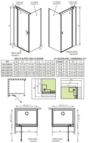 Radaway Nes KDJ II. 80x80 nyíló ajtós zuhanykabin