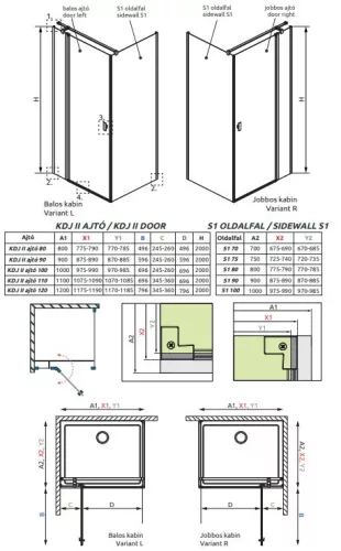 Radaway Nes KDJ II. 90x90 nyíló ajtós zuhanykabin