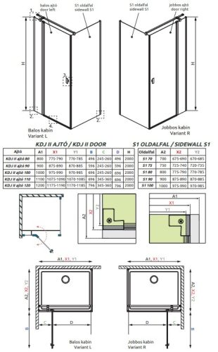 Radaway Nes KDJ II. 90x100 nyíló ajtós zuhanykabin