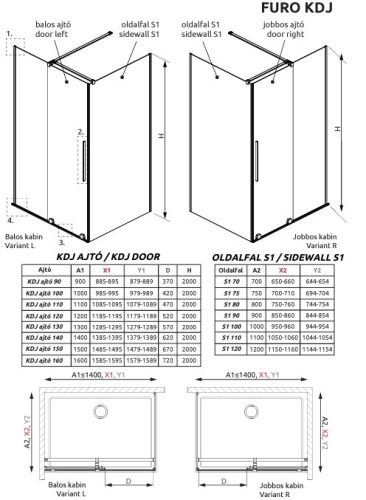 Radaway Furo KDJ 90x90 cm szögletes zuhanykabin