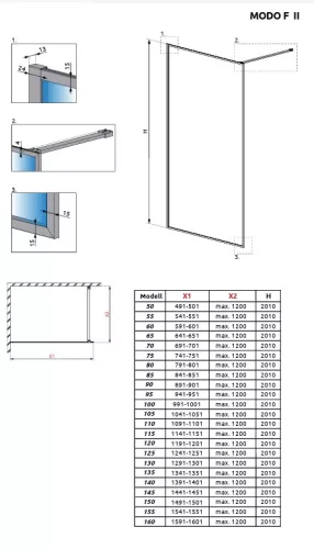 Radaway Modo F II 130 Walk-in zuhanyfal