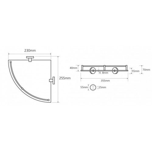 Sapho BEMETA Omega sarok üvegpolc