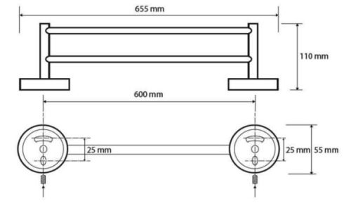 Sapho Bemeta Dark dupla törölközőtartó 65 cm