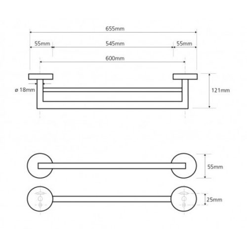 Sapho BEMETA Omega 65 cm dupla törölközőtartó