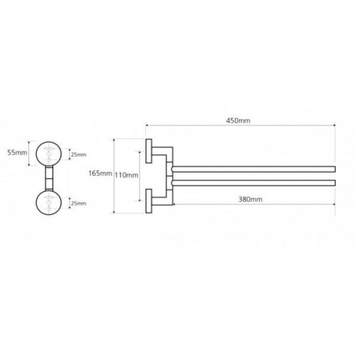 Sapho BEMETA Omega 2 ágú törölközőtartó 