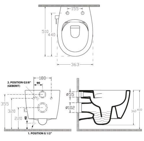 Sapho Sentimenti Rimless fali WC bidé csapteleppel