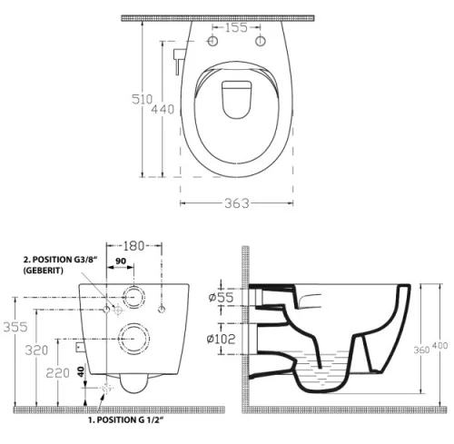 Sapho Sentimenti Rimless fali WC bidé csapteleppel