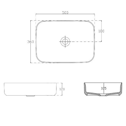 Sapho Infinity Rectangle 50x36 cm mosdó fekete