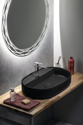 Sapho Infinity Oval 60x40 cm mosdó fekete