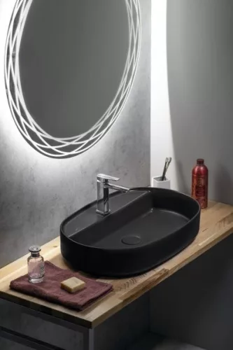 Sapho Infinity Oval 60x40 cm mosdó fekete