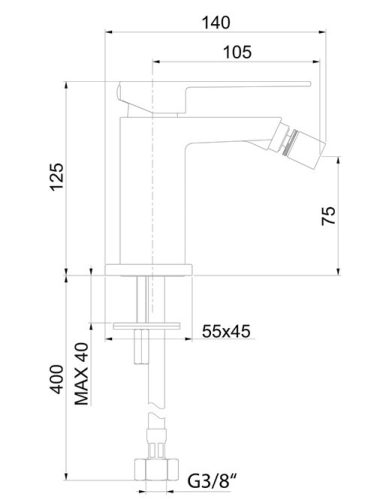 Sapho Latus bidet csaptelep matt fekete