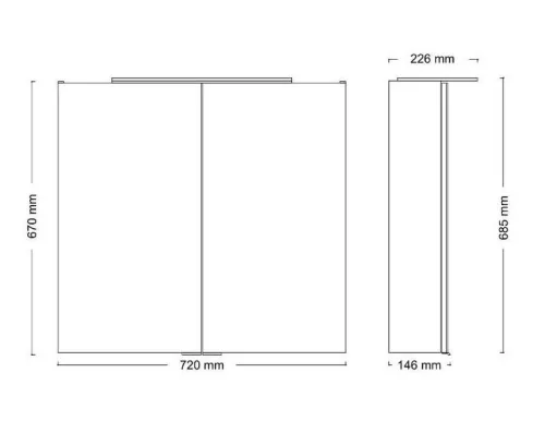 Lightblade 72 cm tükrös szekrény LED világítással