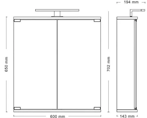 Kandi 60 cm tükrösszekrény LED világítással