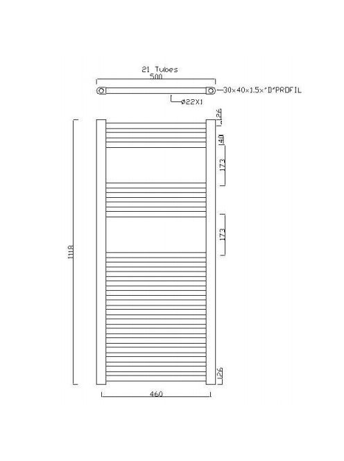 Alya 500x1118 egyenes fürdőszobai csőradiátor króm outlet méretei