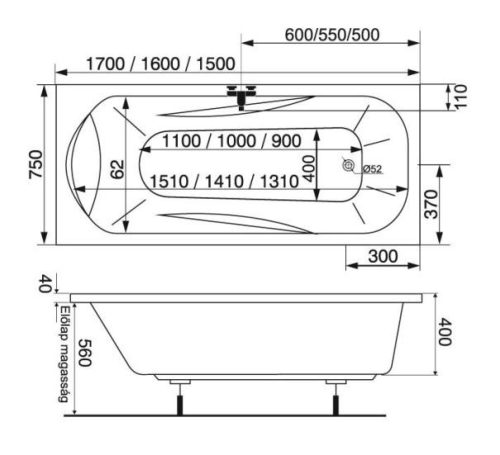 M-Acryl Sortiment 160x75 akril kád
