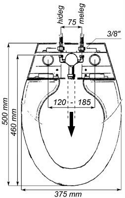 Toilette Nett bidé WC-ülőke 120K méretei