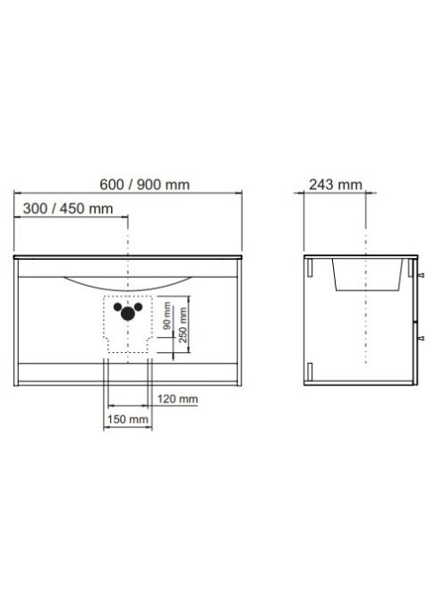 Libato 60 cm alsóbútor mosdóval antracit méretei