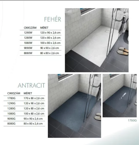 Sanotechnik SMC 120x80 cm méretre vágható zuhanytálca