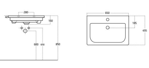 Soft 65x47 cm beépíthető mosdó méretei