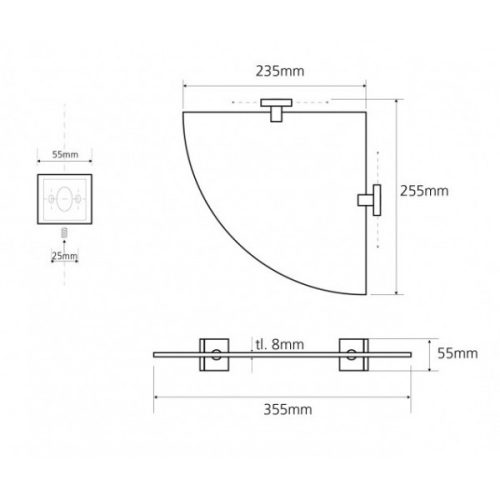 Sapho BEMETA Beta sarok üvegpolc
