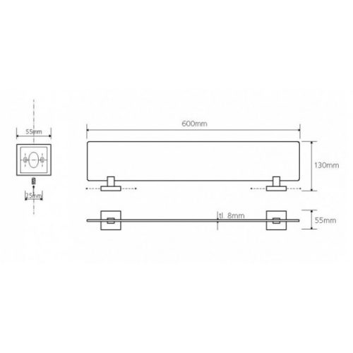 Sapho BEMETA Beta 60 cm üvegpolc