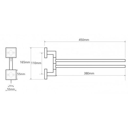 BEMETA Beta 2 ágú törölközőtartó méretei