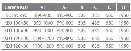 Carena KDJ 100x90 zuhanykabin méretek