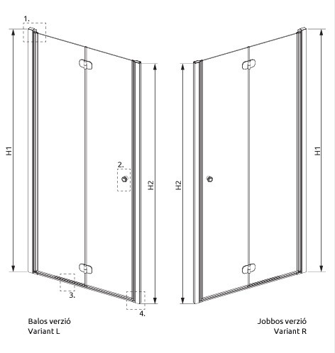 EOS DWB 70 nyíló ajtós zuhanyajtó méretei