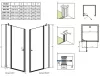 EOS II DWJ 90 cm nyílóajtós zuhanyajtó méretei