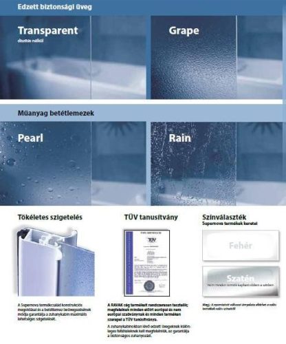 SRV2-S 100 szögletes zuhanykabin betétek