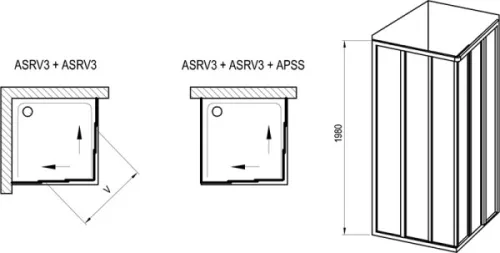 ASRV3 - 75 szögletes zuhanykabin 