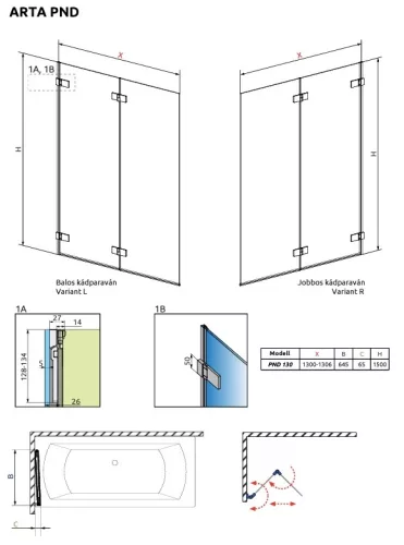 Radaway Arta PND 130 kádparaván
