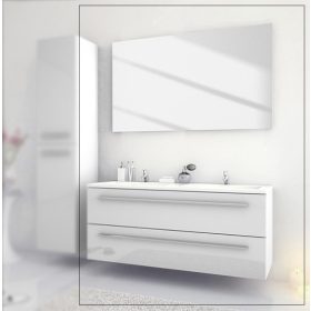   Libato 120 LED tükrös dupla mosdós fürdőszobabútor, fehér
