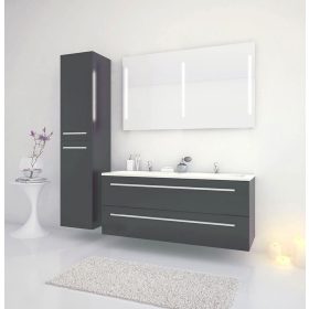   Libato 120 LED tükrös dupla mosdós fürdőszobabútor szett, antracit