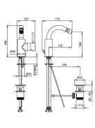 Kobuk bidet csaptelep 2223, króm méretei