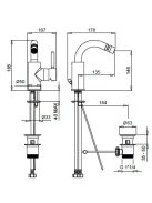 Kobuk bidet csaptelep 2223, króm méretei