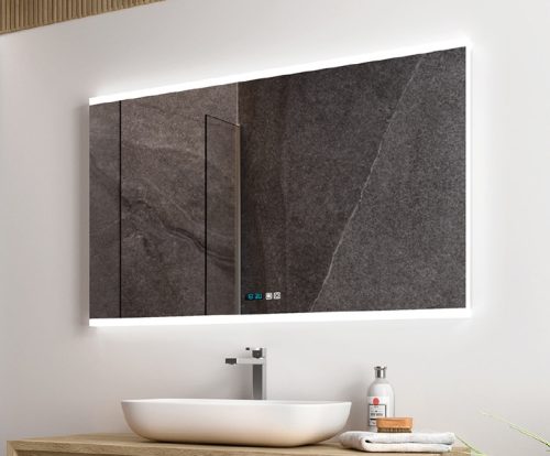 Spoty 100x65 cm LED tükör zene lejátszóval és órával