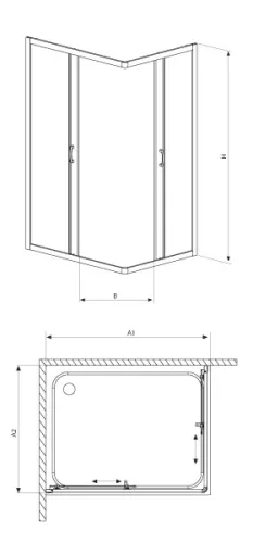 Premium Plus D 90x75 szögletes zuhanykabin méretei
