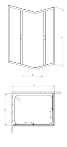 Premium Plus D 100x80 szögletes zuhanykabin méretei