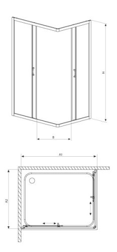 Premium Plus D 100x90 szögletes zuhanykabin méretei