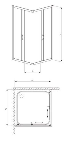 Premium Plus C1700 90x90 szögletes zuhanykabin méretei