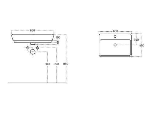 Top Counter 65x45 cm mosdó méretei
