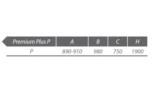 Premium Plus P 100x90 kör alakú zuhanykabin méretei