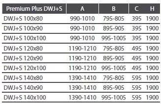 Premium Plus DWJ+S 120x100 tolóajtós zuhanykabin méretek