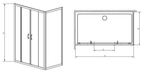 Premium Plus DWD+S 140x100 tolóajtós zuhanykabin méretei