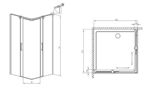 Espera KDD 100x100 tolóajtós szögletes zuhanykabin méretei